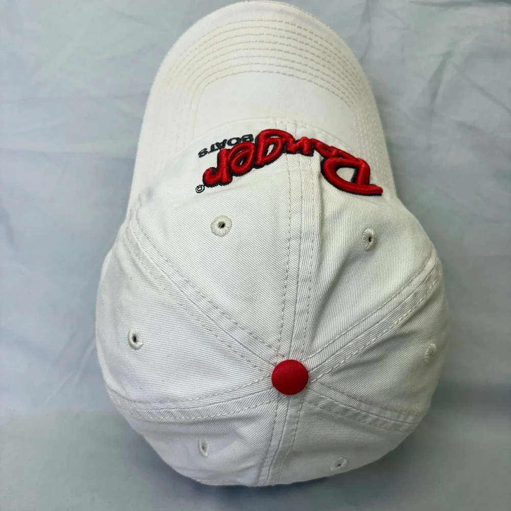 The Game Ranger Boats Hat Fishing Cap Mens OSFA White Red Embroidered 1807